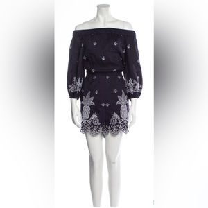 Farm Rio | Embroidered Off the Shoulder Romper